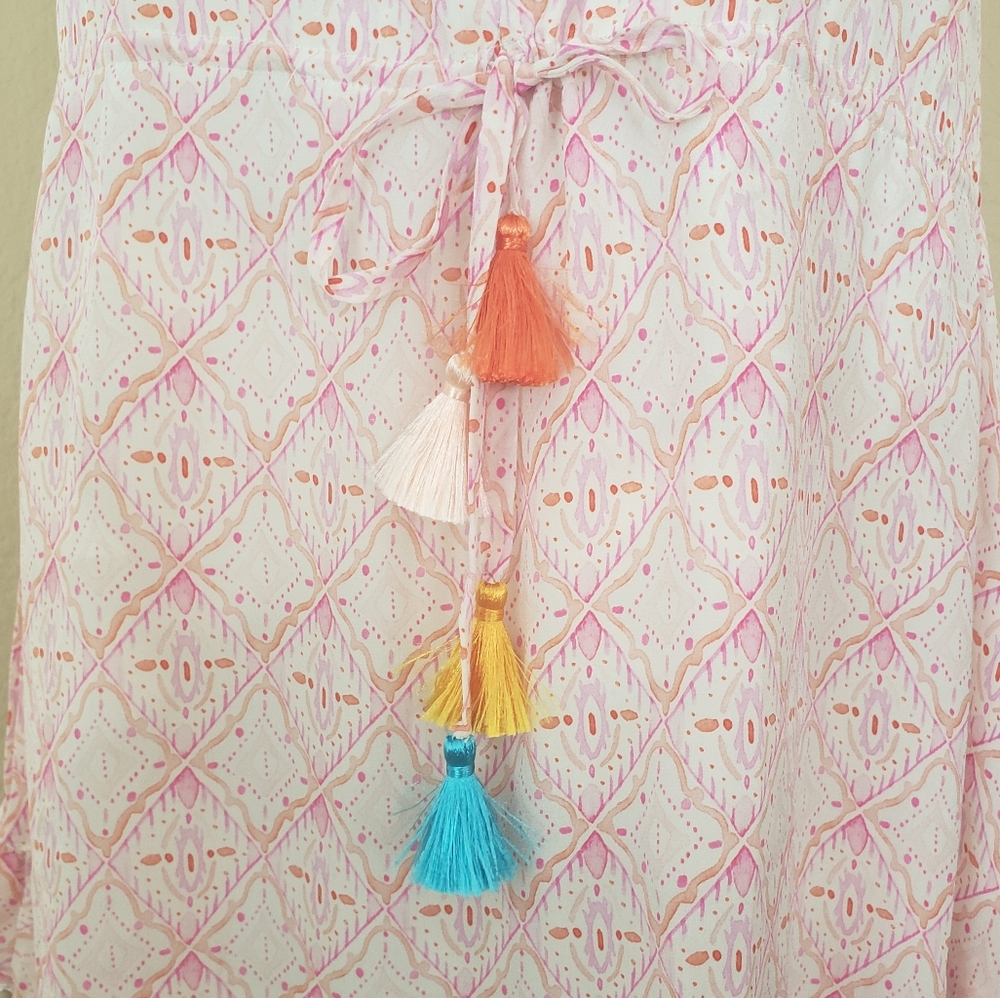 Athena Procopiou dress Pink Silk Floral Tassles Size 1 US Small - Picture 3 of 12